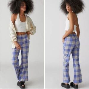 Urban Outfitters Blue Plaid Isabella Retro Flare Pants